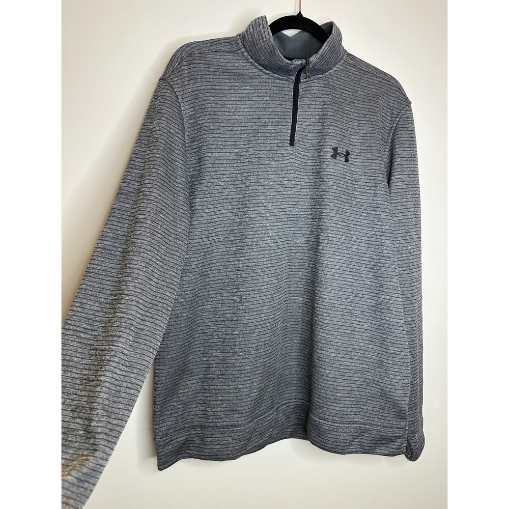 Under Armour Mens Storm Sweaterfleece Quarter-Zip Grey Striped 1373674 Large - Picture 4 of 11